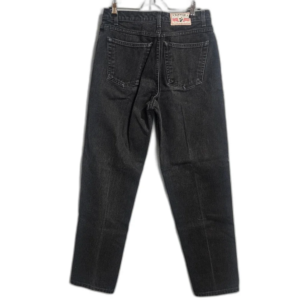 VTG ROCKIES Baggie Relaxed High Rise Jeans Womens Size 10 Tapered Black Baseball